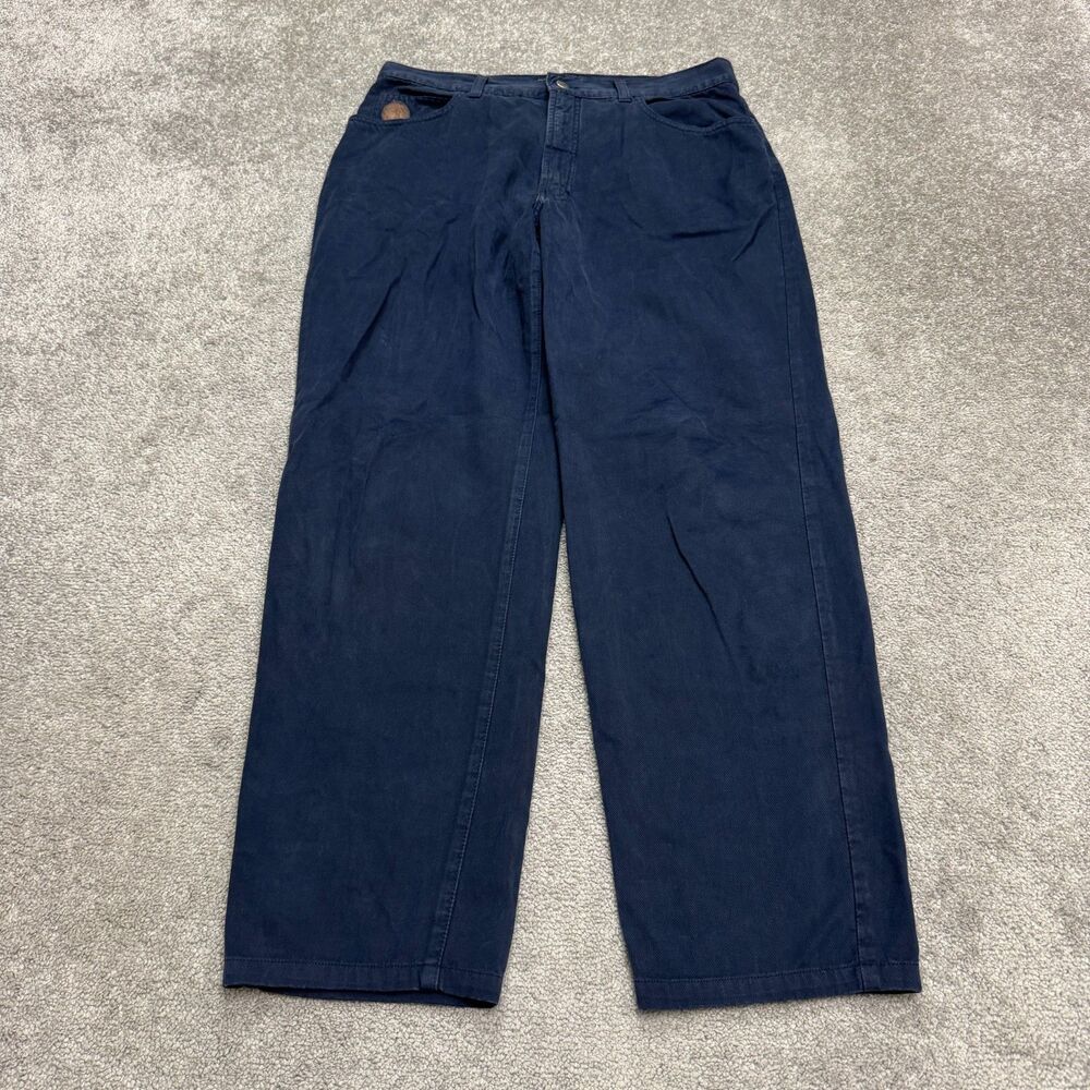 Trussardi Jeans Cotton Chino Pants Mens 38x31 Navy Blue Straight Leg Flat Front